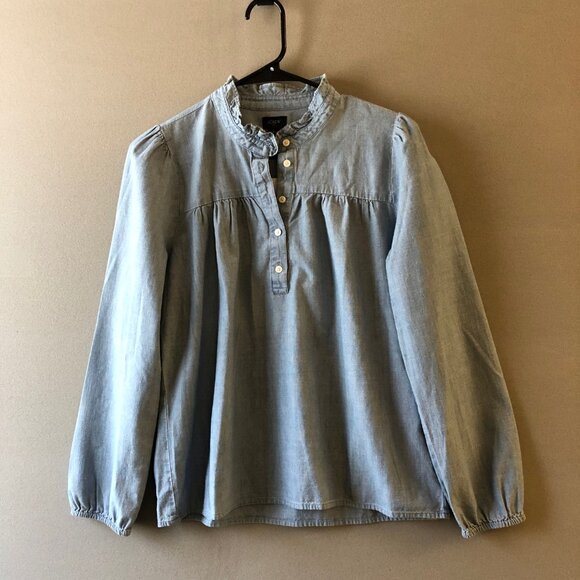 J Crew Ruffle Neck blouse Small - Picture 3 of 4
